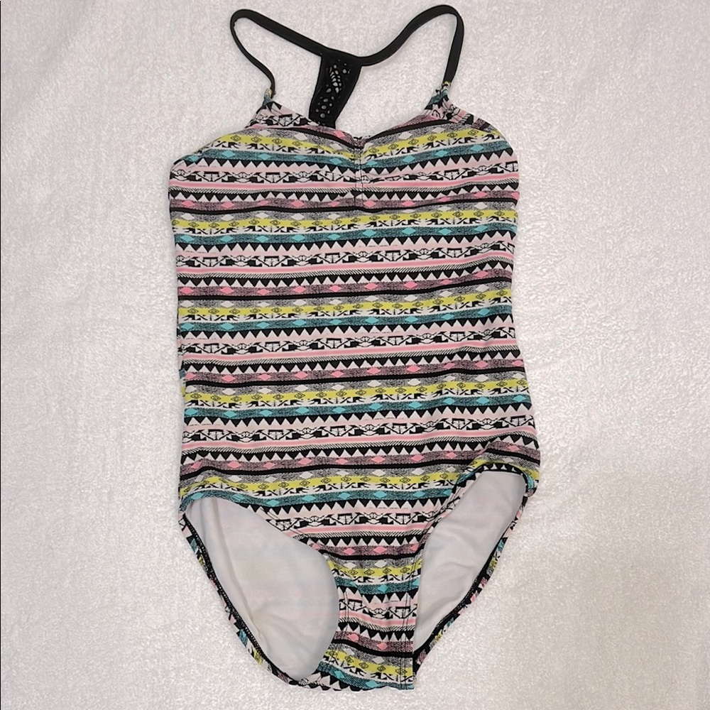 O’Rageous Colorful Patterned One-Piece Swimsuit Size 8 EUC